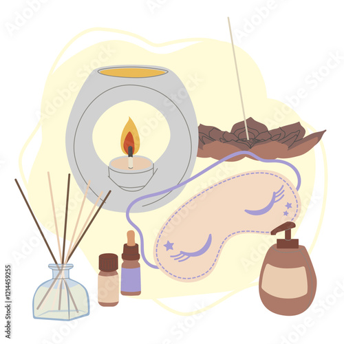 Spa Self Care Set. Beauty Kit. Perfect for spa, salon, lifestyle design, scrapbooking, posters and beauty themed projects.