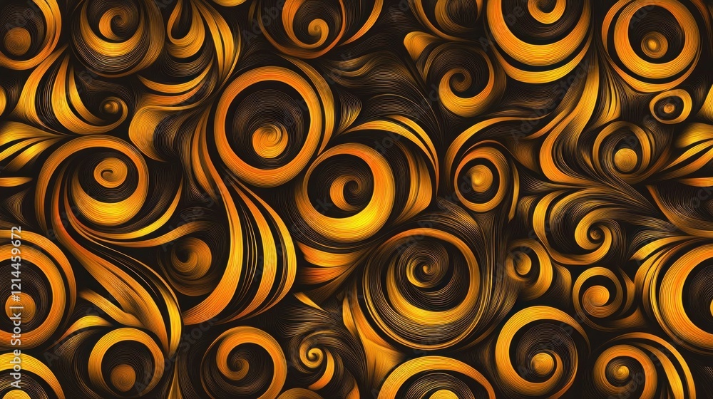 Abstract Swirls of Golden Hues and Dark Background: A Captivating Digital Artwork Abstract Swirls of Golden Hues and Dark Background: A Captivating Digital Artwork