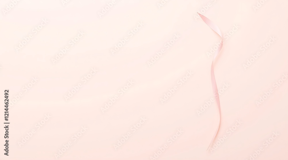 Pink Ribbon on Pale Pink Background Minimalist Design Pink Ribbon on Pale Pink Background Minimalist Design
