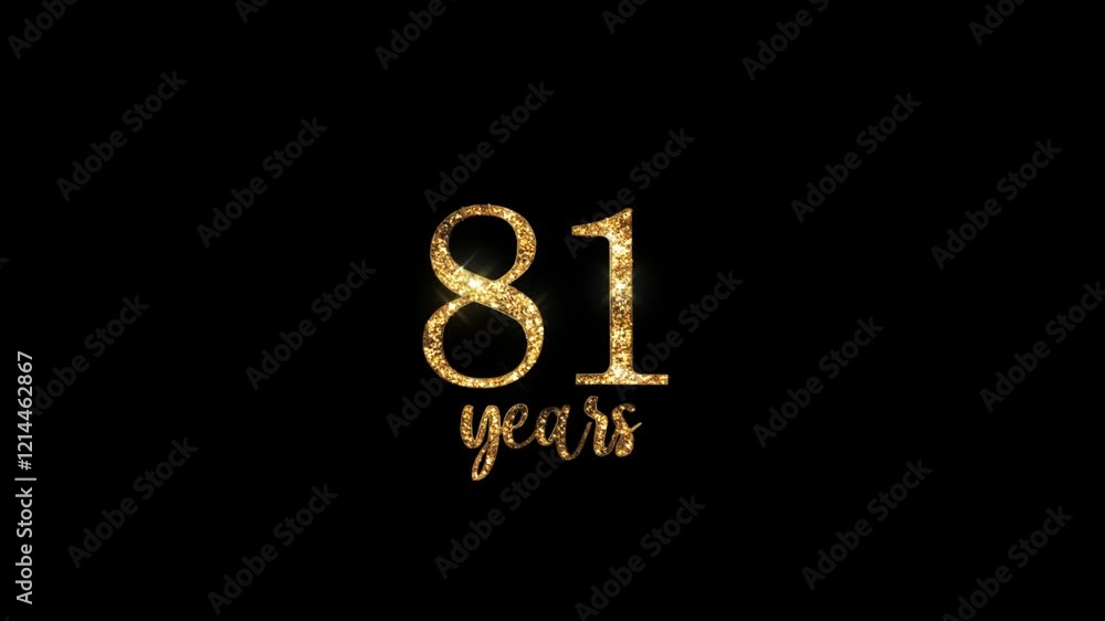 Happy 81st birthday with alpha channel, golden greeting, eighty-one years Happy 81st birthday with alpha channel, golden greeting, eighty-one years