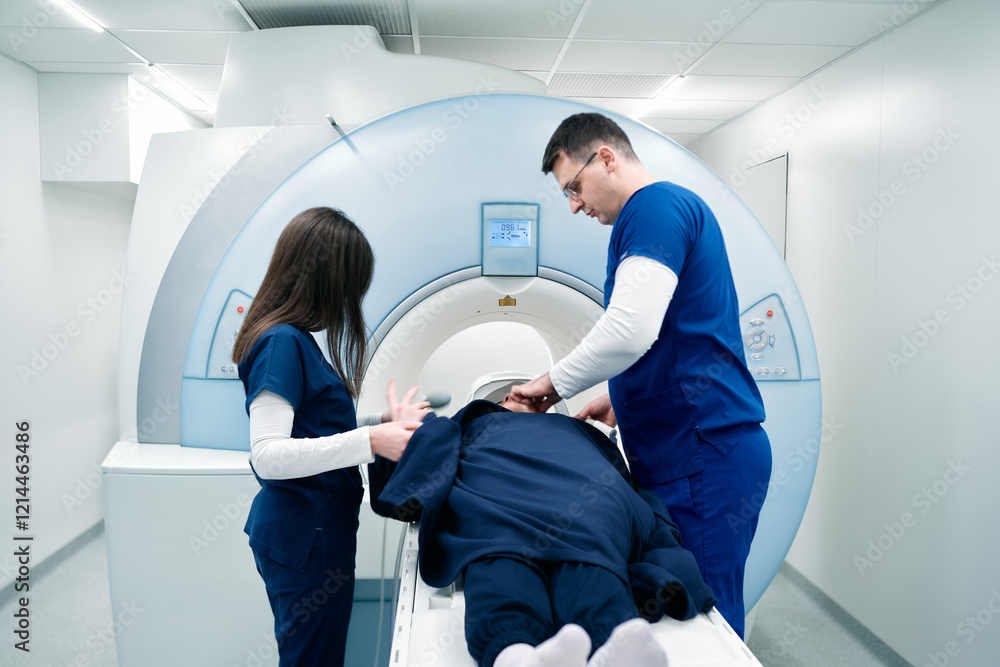 Medical scientific hospital laboratory meeting: Diverse team of neurologists, neuroscientists, neurosurgeons taking MRI, CT scan of patient, Talk About Treatment Method, New Drugs Cure Medical scientific hospital laboratory meeting: Diverse team of neurologists, neuroscientists, neurosurgeons taking MRI, CT scan of patient, Talk About Treatment Method, New Drugs Cure