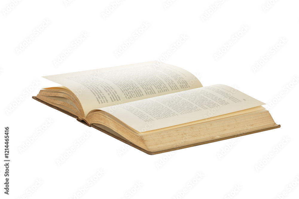 Obraz premium An open old book isolated on a white background with clipping path.