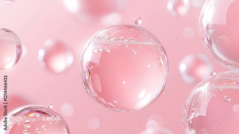 Translucent Bubbles on Soft Pink Background for Calm Atmosphere Translucent Bubbles on Soft Pink Background for Calm Atmosphere
