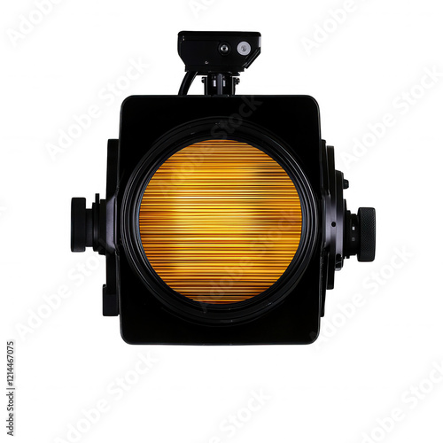 Black Square Theatrical Lighting Fixture with Amber Lens photo