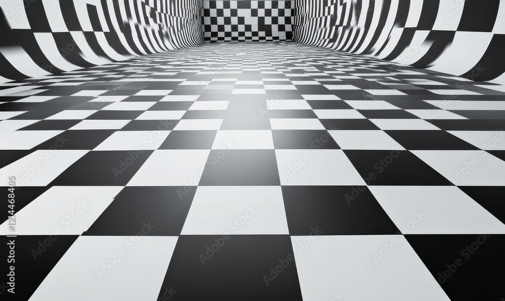 Naklejka premium Forced perspective black and grey seamless pattern wallpaper