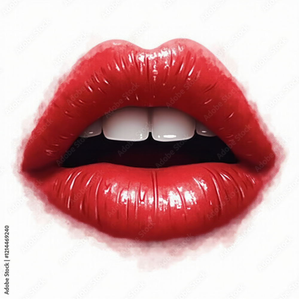 Mixed-Media Illustration of a Red Lipstick Print Mixed-Media Illustration of a Red Lipstick Print