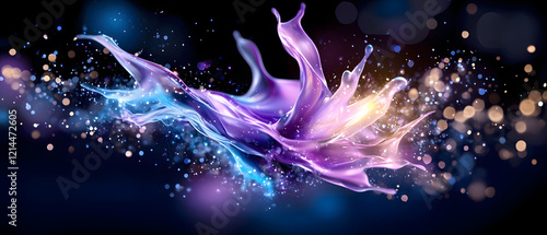 Dynamic splash of colorful liquid art abstract space digital artwork vivid background artistic concept
