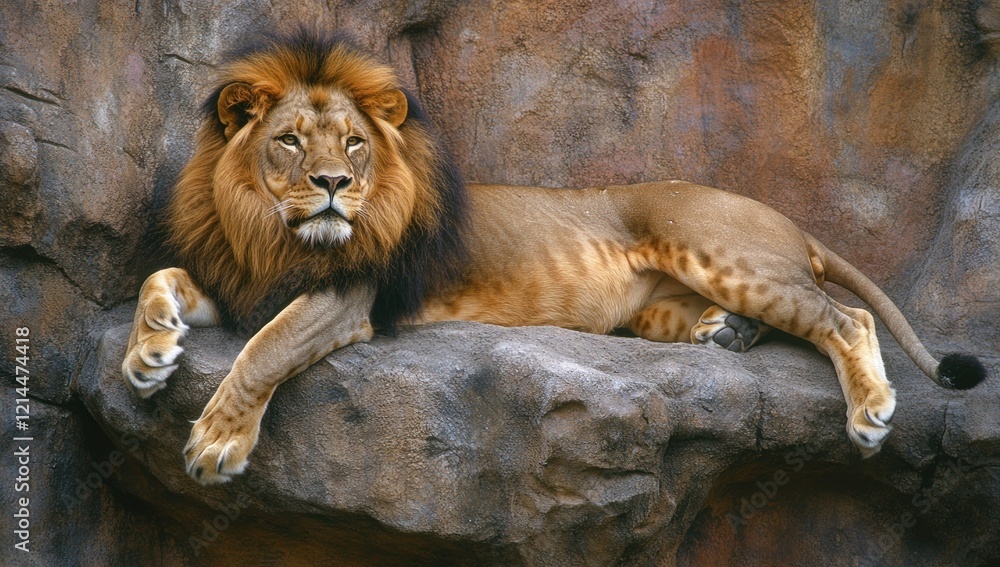 Naklejka premium Majestic Lion on Rock