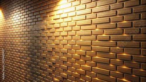 Fototapeta Naklejka Na Ścianę i Meble -  Minimalist Glowing 3D Brick Wall: Architectural Texture & Barrier Pattern