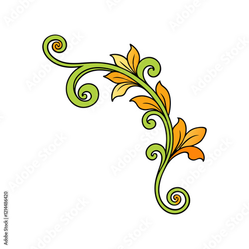 Floral Corner Ornament Vector Design Template Illustration