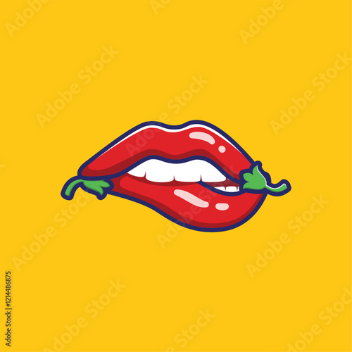 Sensual Zesty Hot Spicy Red Chili Lips Cartoon