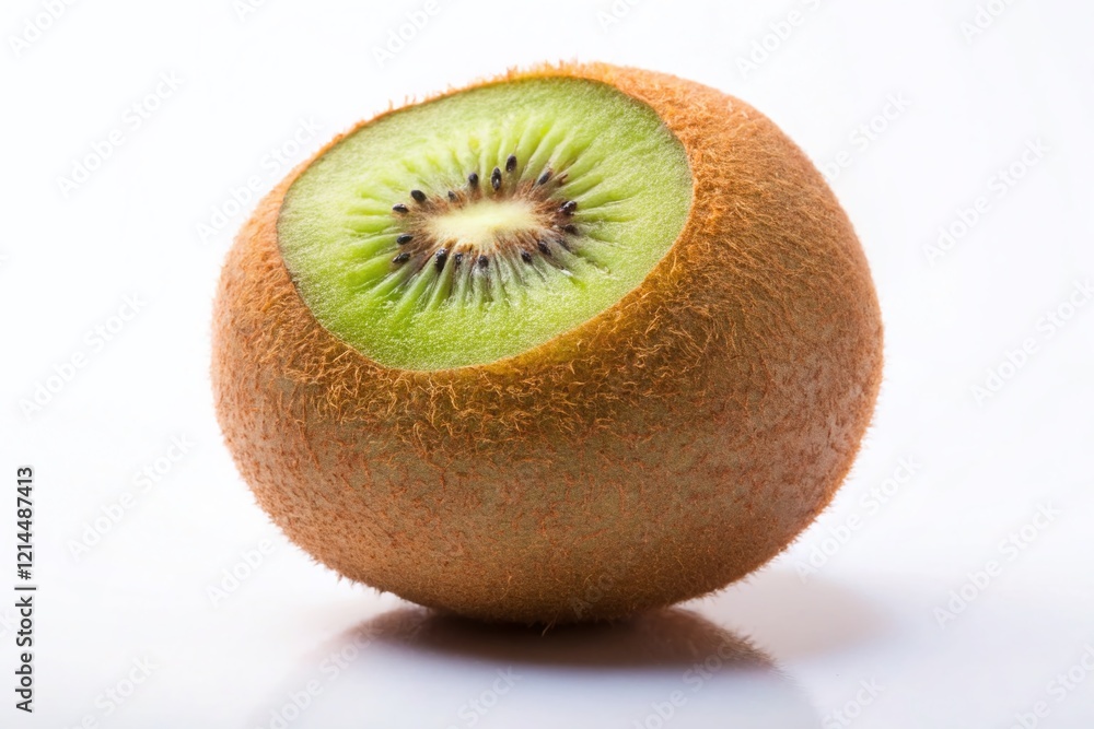 Obraz premium Minimalist Kiwi Fruit Photography: Single Brown Kiwi on White Background