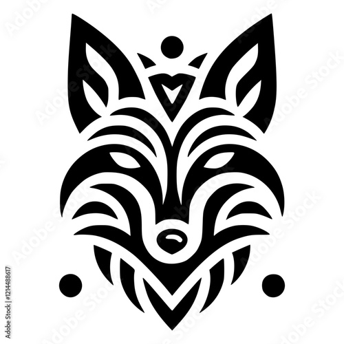 A cunning fox head in tribal motifs
