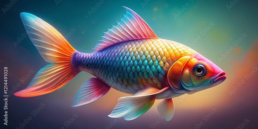 Minimalist Rainbow Koi Fish: Serene Aquatic Art
