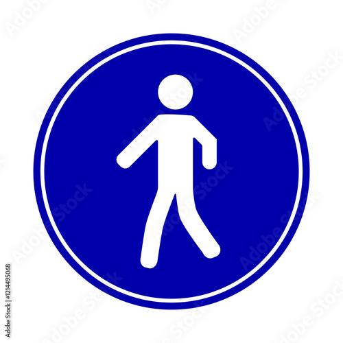 Pedestrians move use mandatory path sign. Vector illustration.
