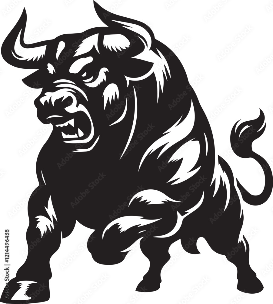 Fototapeta premium Haunted bull black and white vector