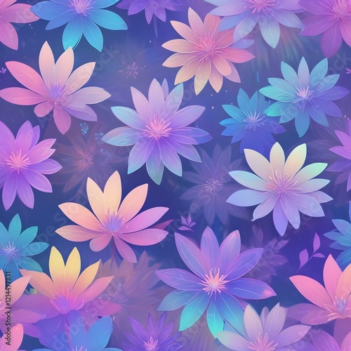 Iridescent holographic patterns with smooth flower surface