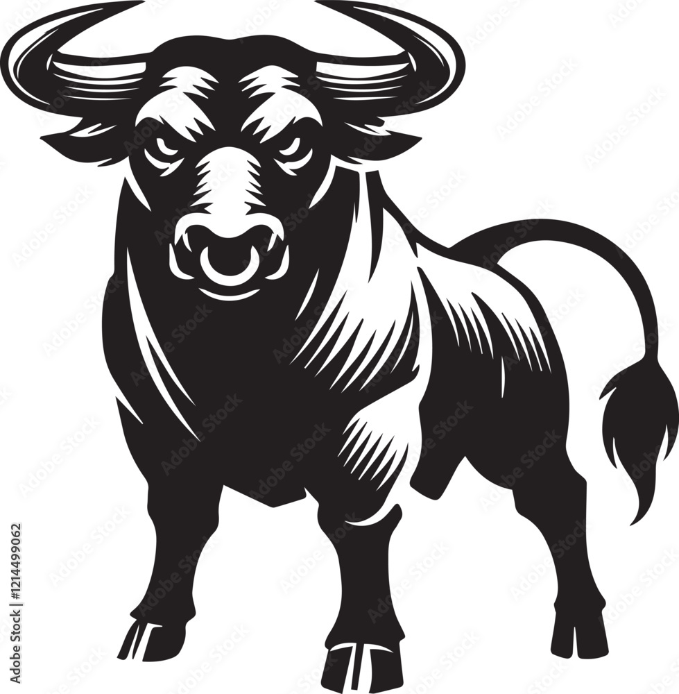 Fototapeta premium Haunted bull black and white vector