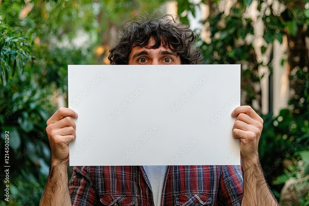 High Definition Picture of Distracted Man with a Big Sign High Definition Picture of Distracted Man with a Big Sign