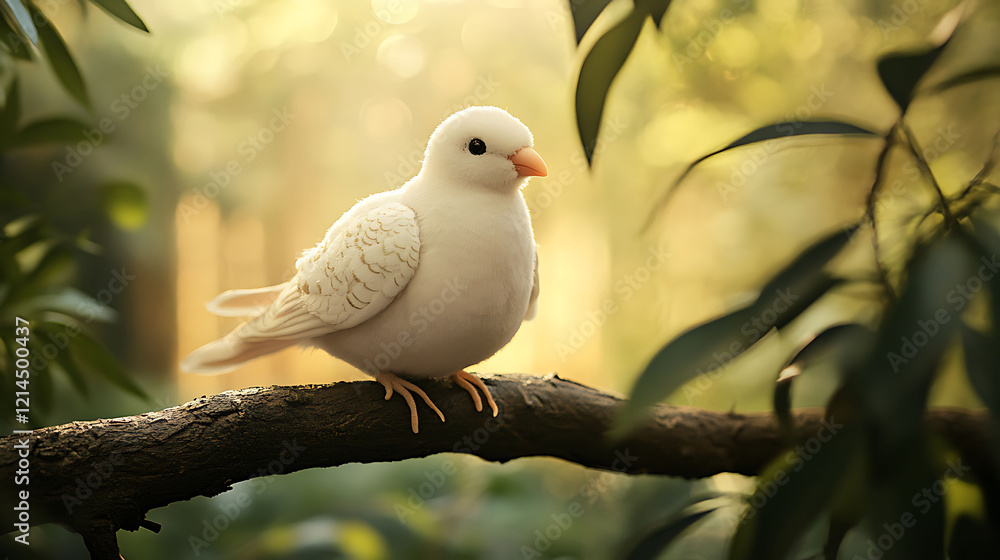 Dove stuffed toy perched on a faux tree branch Dove stuffed toy perched on a faux tree branch
