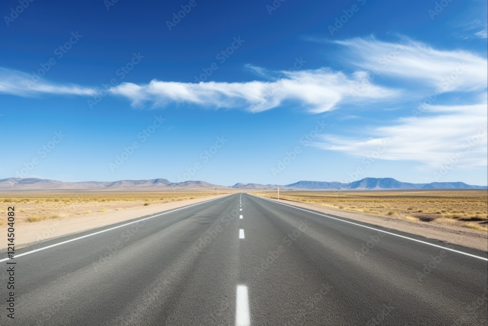 Drive Forward with Adventure on an Empty Interstate Highway under Blue Skies Drive Forward with Adventure on an Empty Interstate Highway under Blue Skies