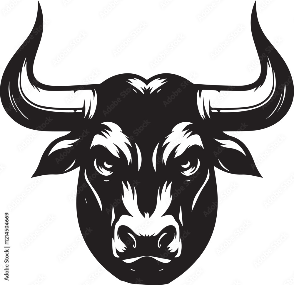 Fototapeta premium Haunted bull black and white vector
