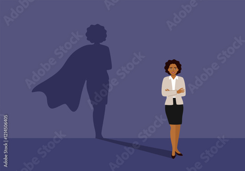 Self confidence and courage concept vector illustration. Leadership businesswoman.