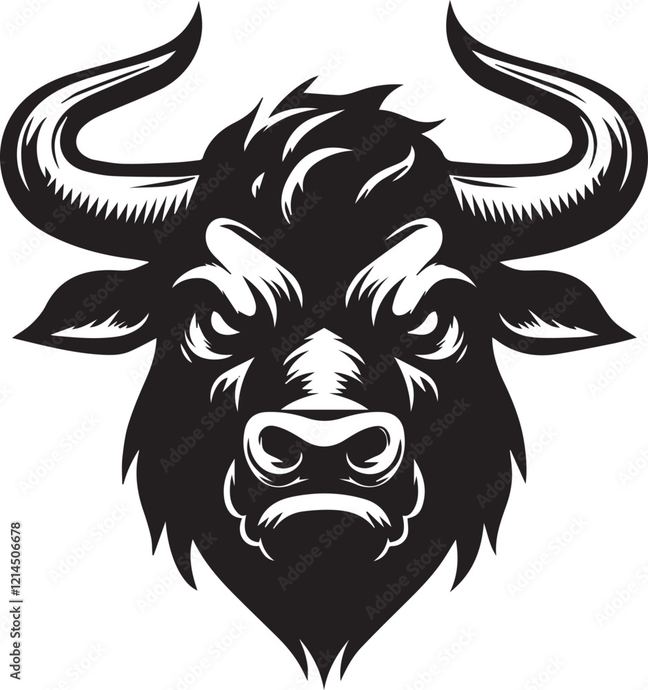 Haunted bull black and white vector Haunted bull black and white vector