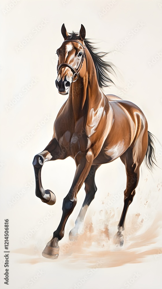 Fototapeta premium Majestic Akhal-Teke Horse in Mid Gallop with Dynamic Motion