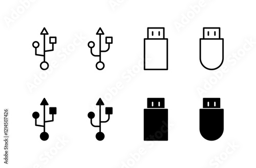 Usb icon vector isolated on white background. Flash disk icon vector