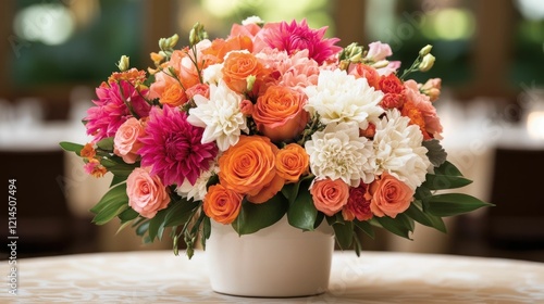 Wallpaper Mural Vibrant and eye catching seasonal floral centerpiece design with a botanical beauty display of colorful blooming flowers in a vase on a table Torontodigital.ca