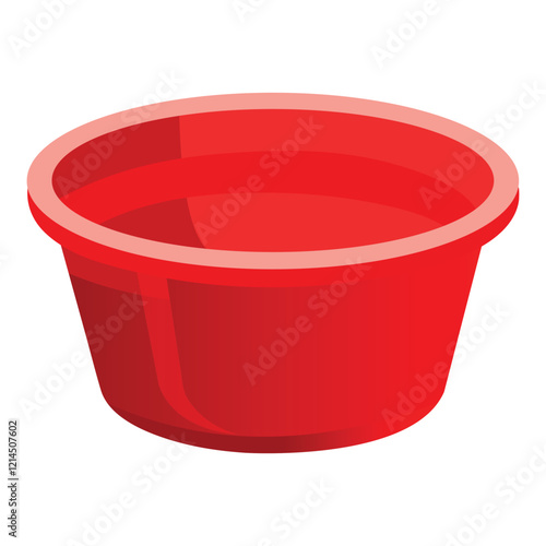 Illustration of Red plastic basin isolated on white