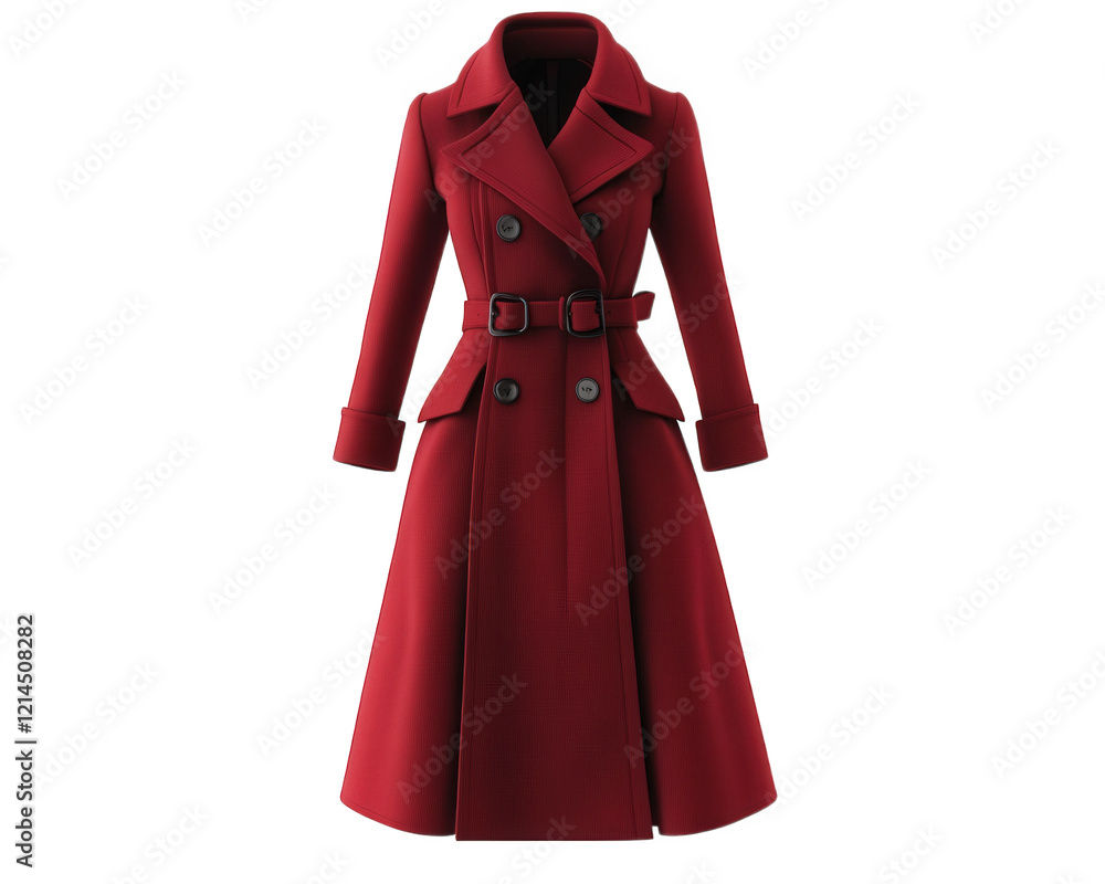 Stylish red trench coat with belt and double breasted design, perfect for adding pop of color to any outfit. Ideal for both casual and formal occasions Stylish red trench coat with belt and double breasted design, perfect for adding pop of color to any outfit. Ideal for both casual and formal occasions