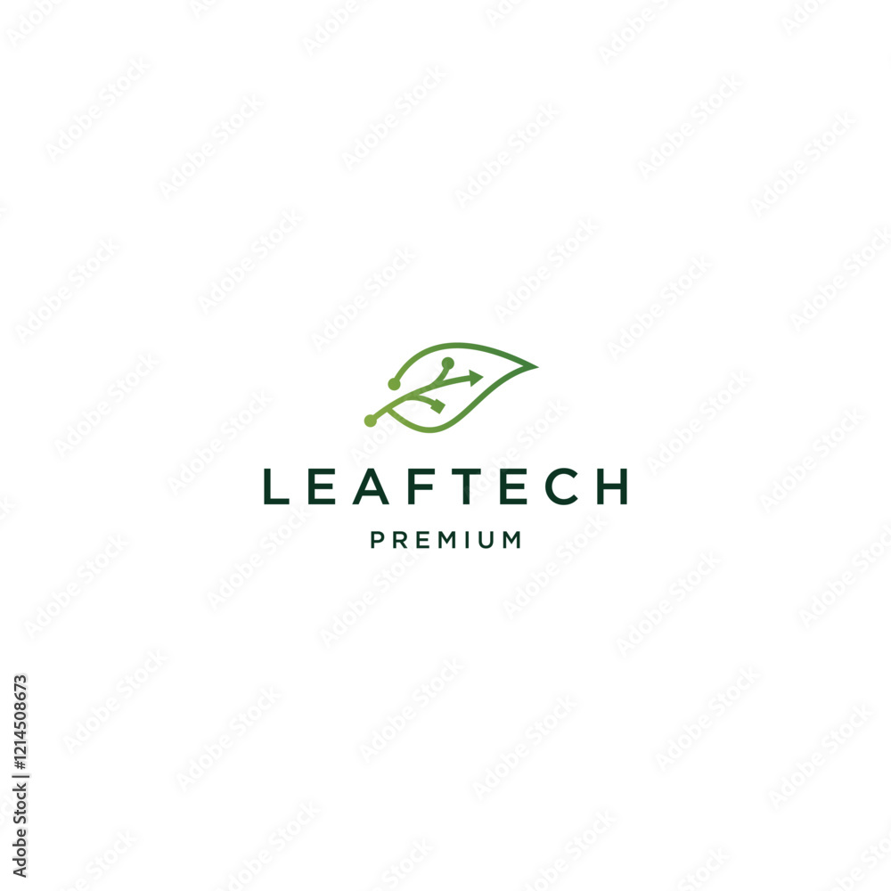 Fototapeta premium Leaf tech logo icon design template flat vector