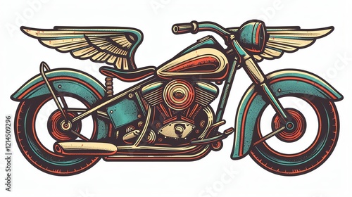 Vintage motorcycle with wings. photo