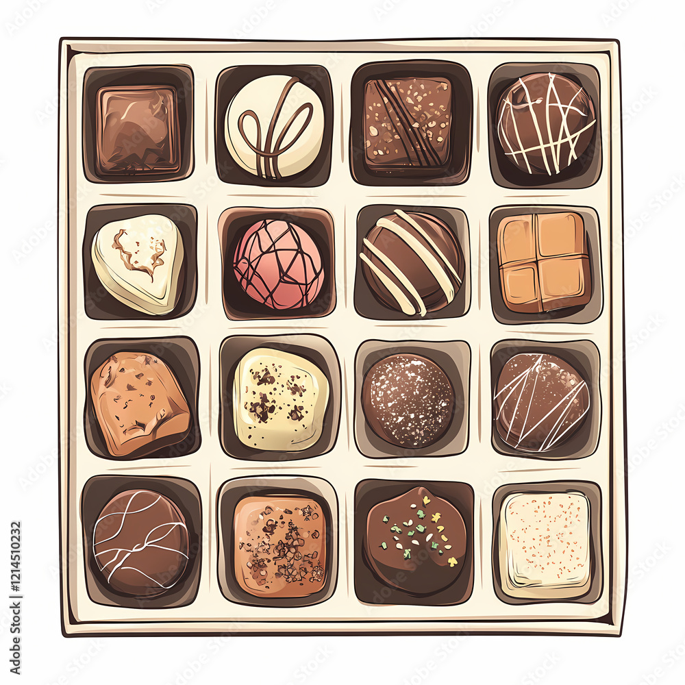 Artisan chocolates in luxury box with unique designs and flavors Artisan chocolates in luxury box with unique designs and flavors