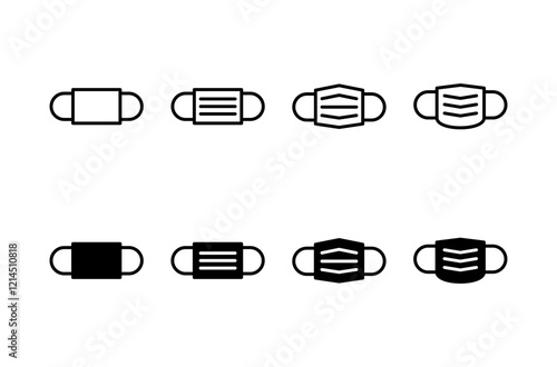 Mask icon vector isolated on white background. Man face with mask icon. Safety breathing masks. Industrial safety N95 mask. Medical mask vector icon.