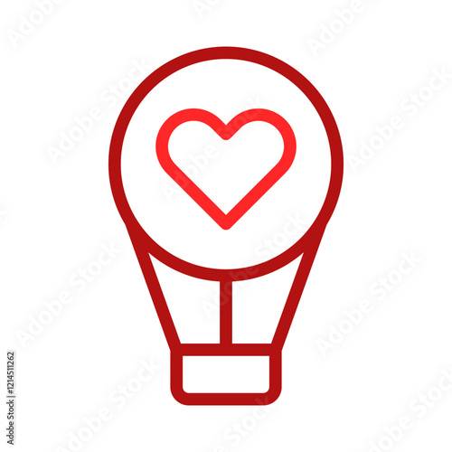 Red hot air balloon with heart design
