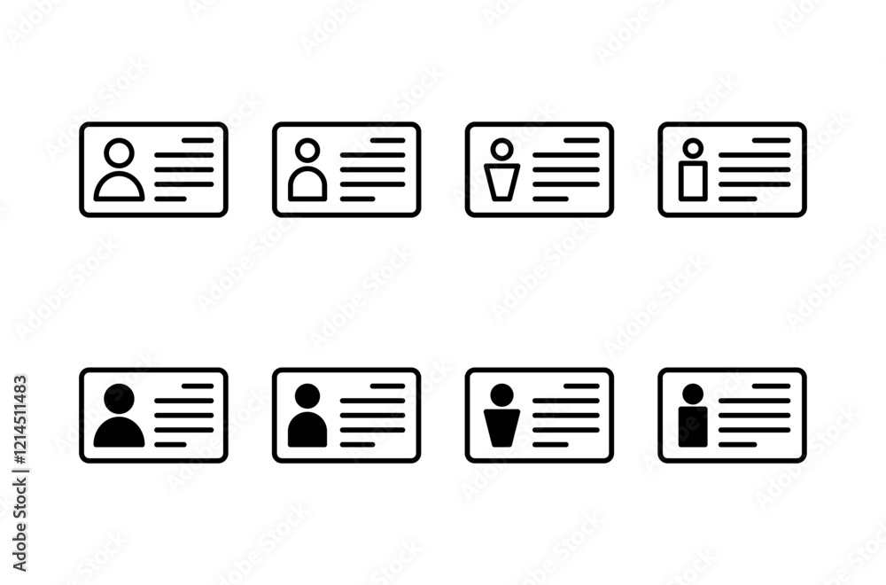 License icon vector isolated on white background. Identity icon. Id card License icon vector isolated on white background. Identity icon. Id card