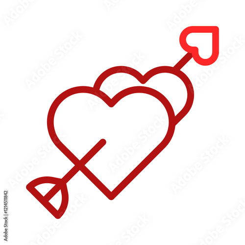 Red Heart and Arrow Icon Vector Simple