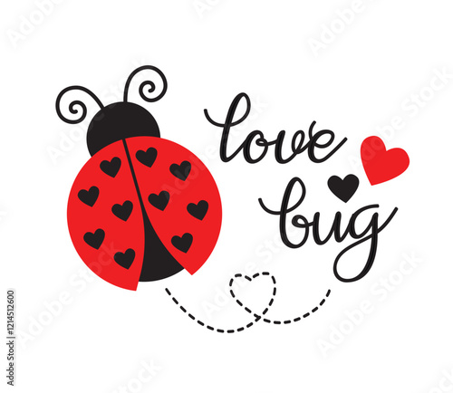 Love Bug. This Love Bug is perfect to use for your Valentine's Day projects. Cute red insect isolated on white background.