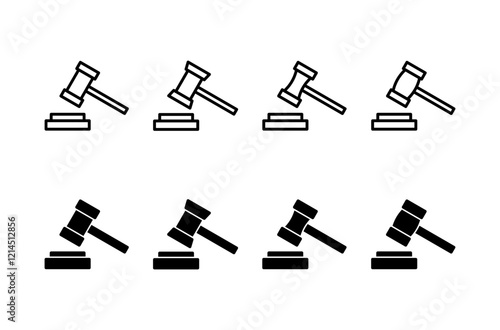 Gavel icon vector isolated on white background. Hammer icon vector. Judge Gavel Auction Icon Vector. Bid
