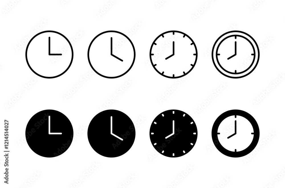 Clock icon vector isolated on white background. Time icon vector. Clock vector icon