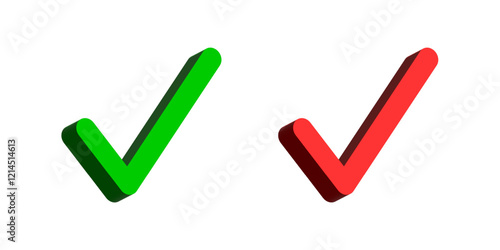 3D Green and Red Check Marks