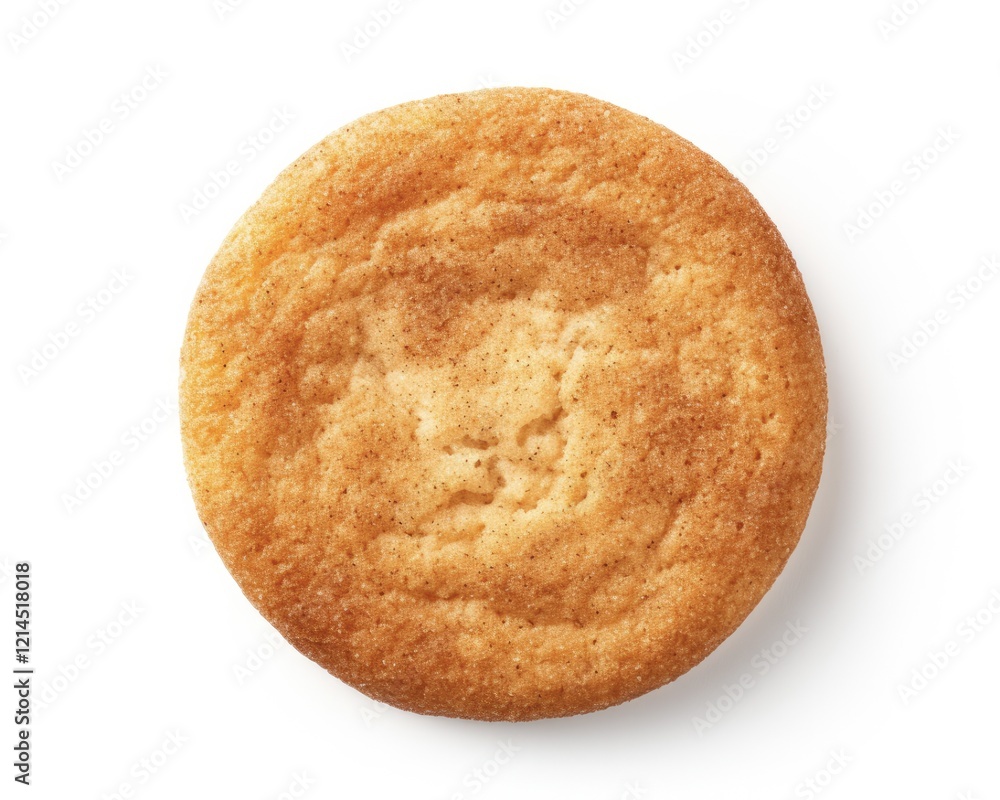 Freshly Baked Snickerdoodle Cookie - Top View Isolated on White Background. Delicious and Buttery Cinnamon Sugar Biscuit, Perfect Dessert or Snack Freshly Baked Snickerdoodle Cookie - Top View Isolated on White Background. Delicious and Buttery Cinnamon Sugar Biscuit, Perfect Dessert or Snack