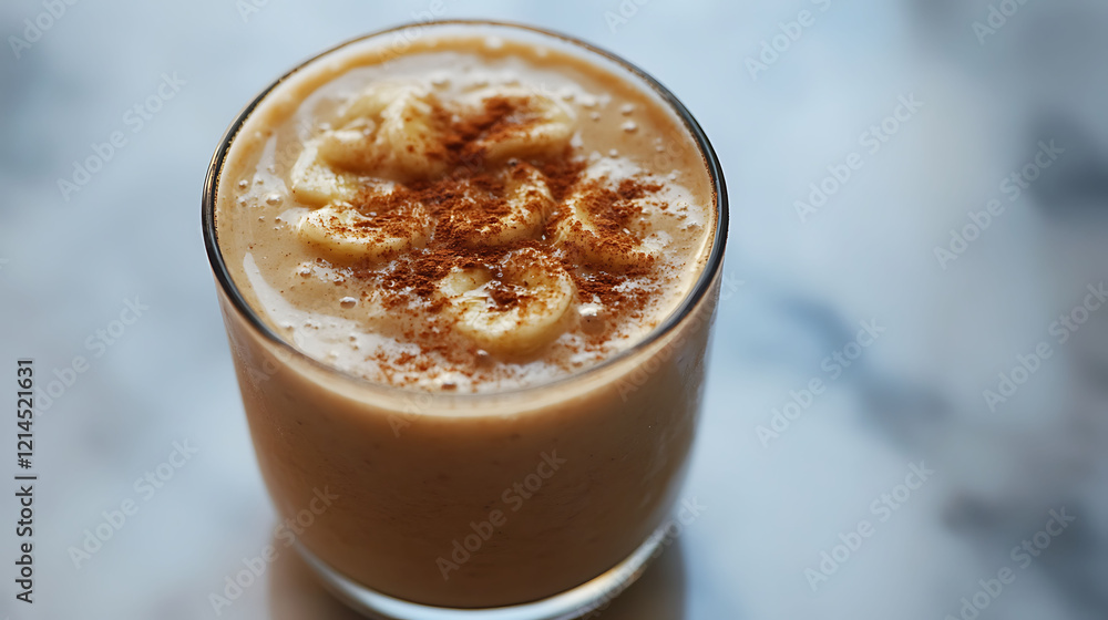 Fresh banana smoothie with cinnamon topping Fresh banana smoothie with cinnamon topping