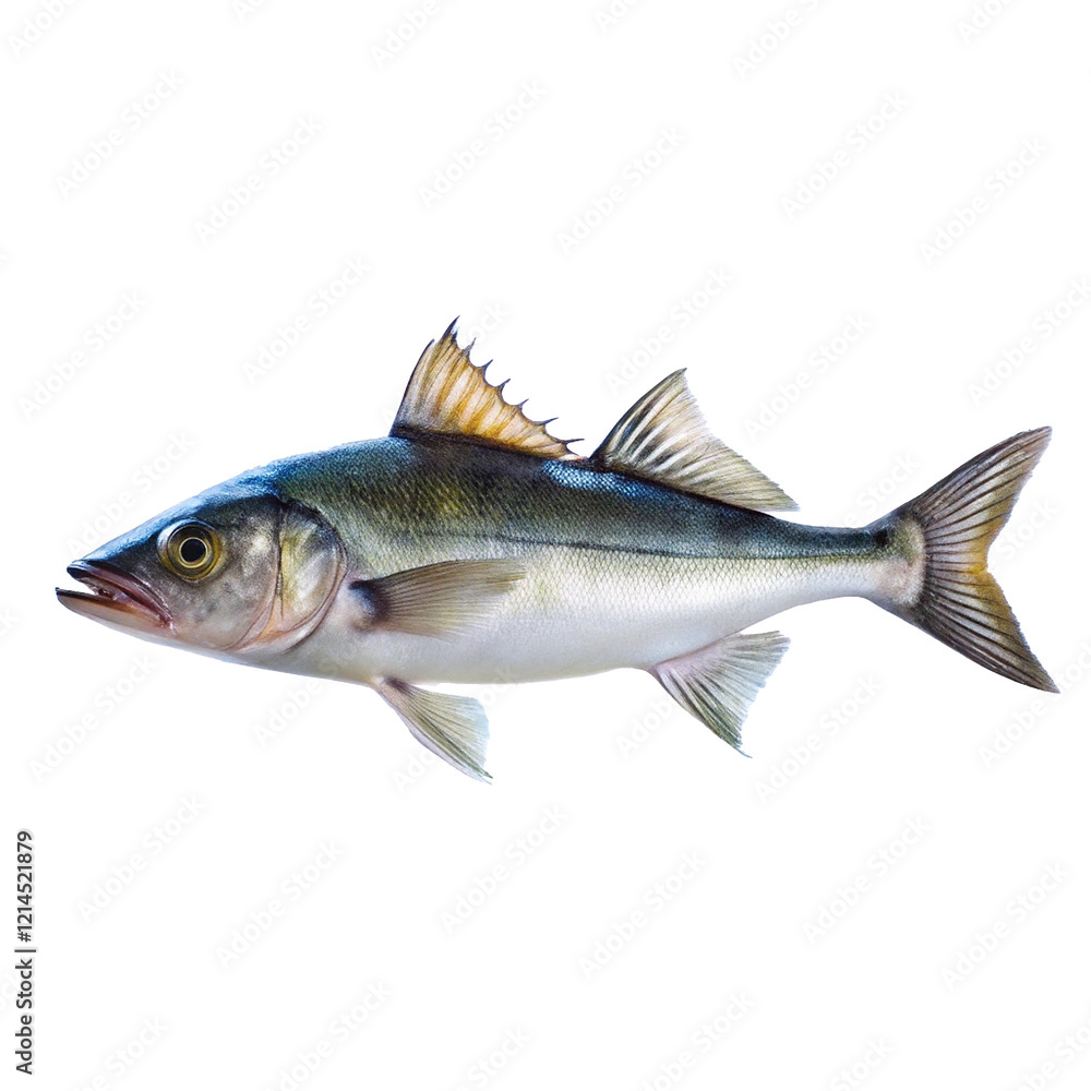 Fototapeta premium Striped Bass Fish Detailed Profile: Anatomy, Habitat, and Culinary Uses