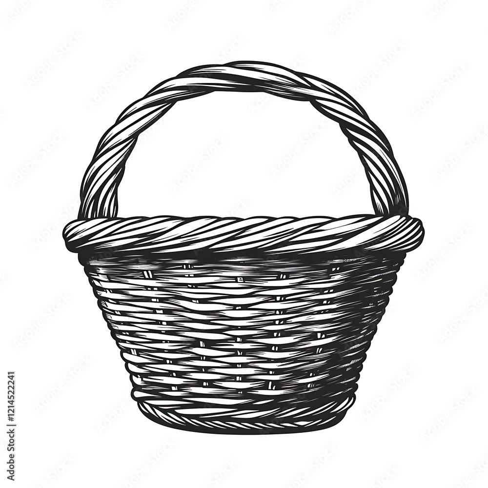 Obraz premium Vintage Hand-Drawn Wicker Basket Illustration