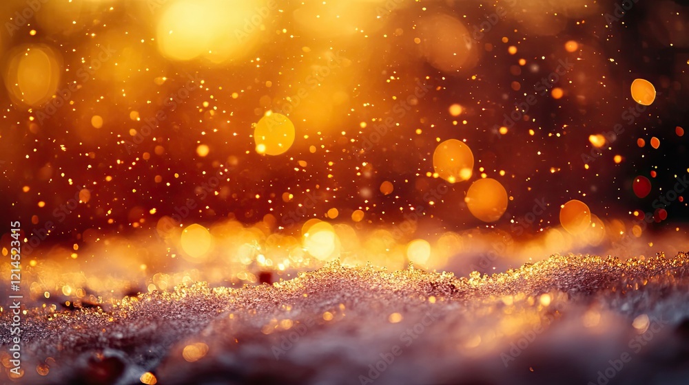 Fototapeta premium Golden Glittering Snow Underneath A Sunset Sky