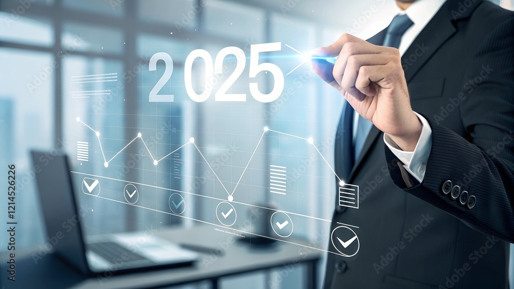 Businessman draws increase arrow challenge business strategy Businessman draws increase arrow challenge business strategy